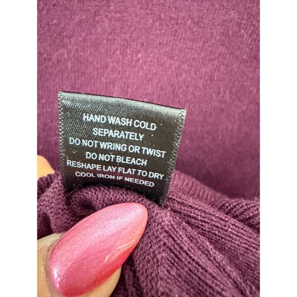 Skies Are Blue Burgundy Knit Top Size M Cutout Back - Picture 4 of 7